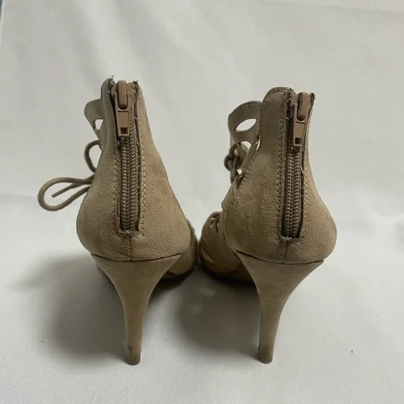 Tan Lace Up Heels - Picture 5 of 8